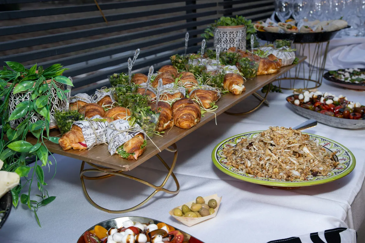 Corporate holiday meal shared with colleagues
