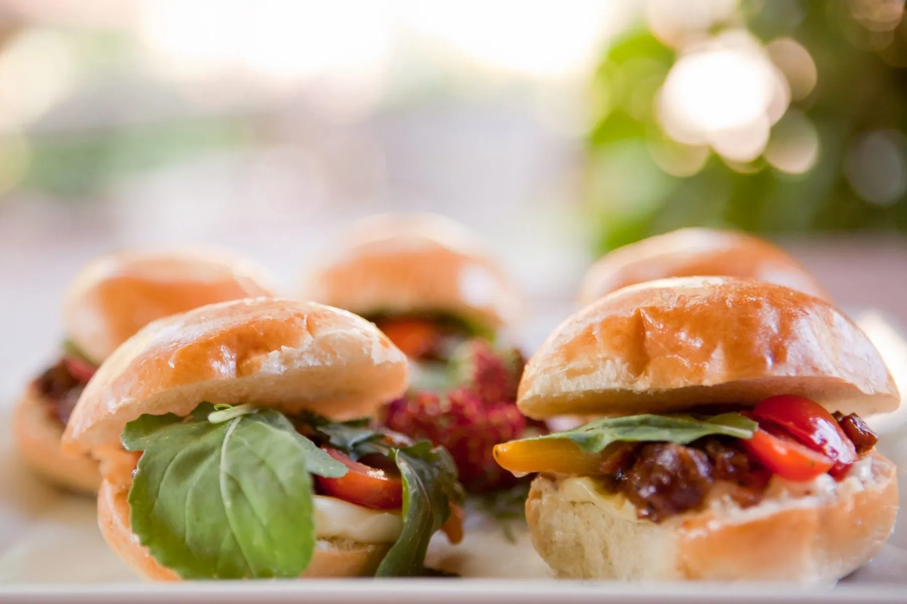 Brioche sliders with basil and roasted tomato