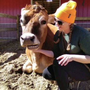 Jessica Chambers and a cow